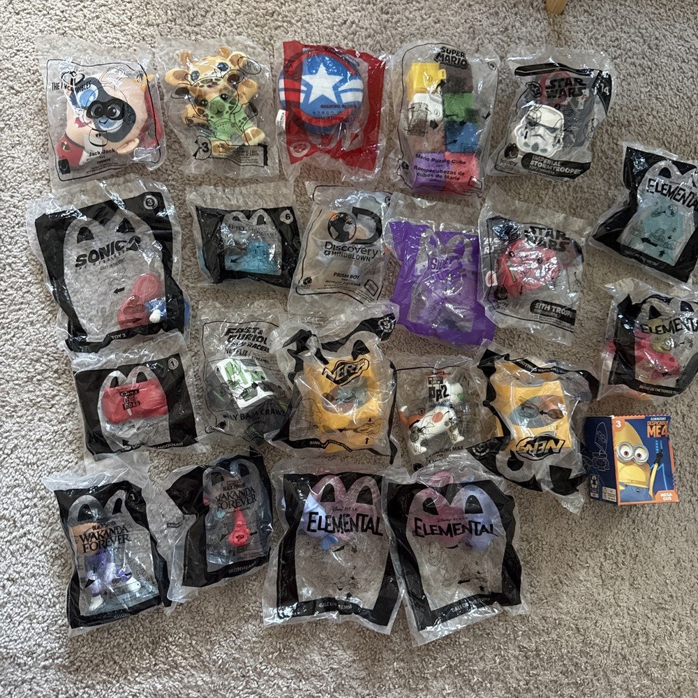 HUGE LOT of 22 MCDONALD'S HAPPY MEAL TOYS MARVEL, DISNEY & MORE- ALL NEW Sealed